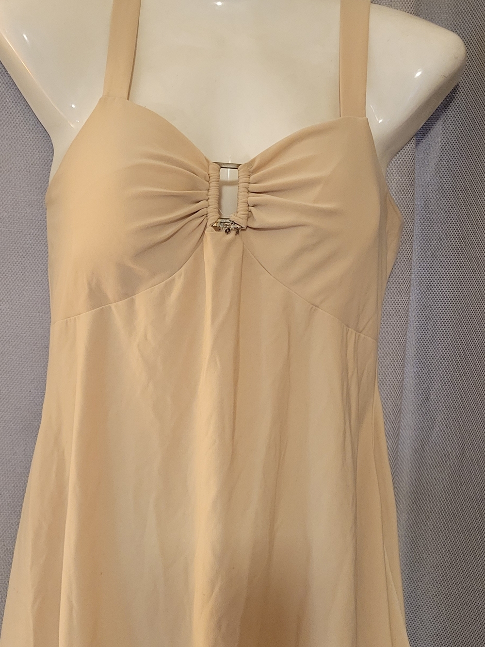MKM Designs Cream Dress with Navy Logo Tag